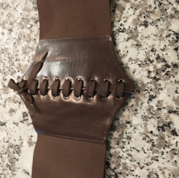 Corset Belt Brown Lace Up Leather Velcro Pirate - Picture 5 of 8